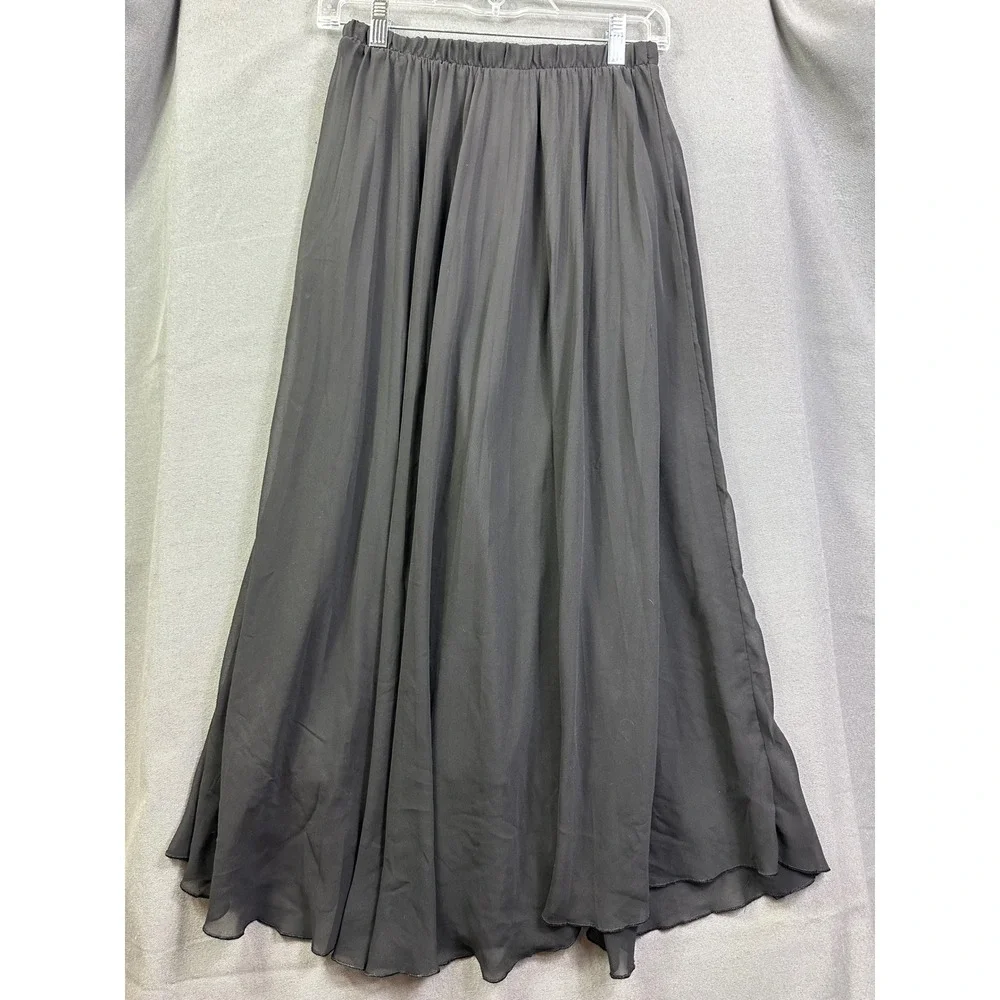 Vince Camuto Black Maxi Skirt Pleated Chiffon Elastic Waist Lined Women's SZ XS - Picture 2 of 7